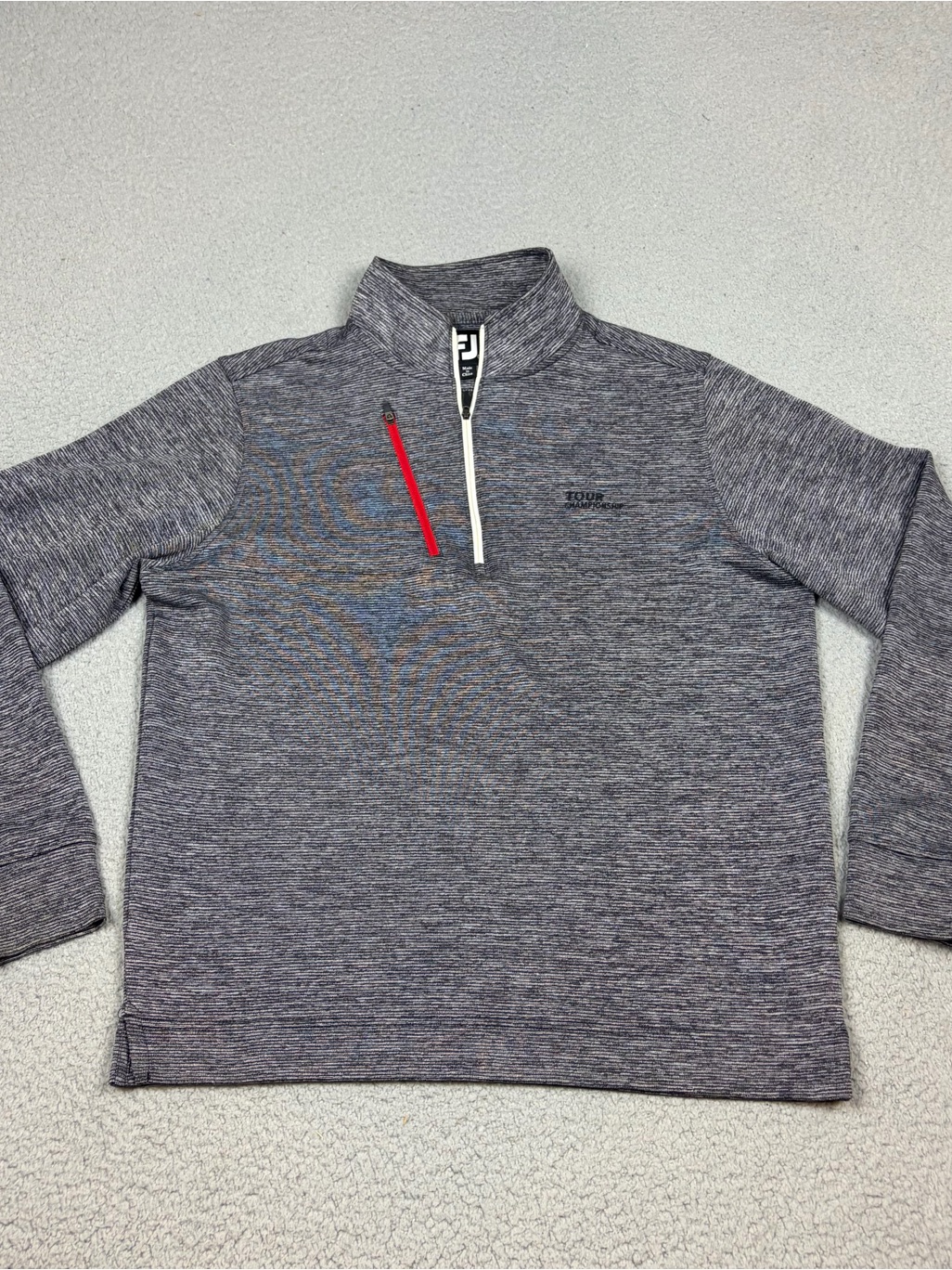 Footjoy Men's Heather Gray Quarter-Zip Pullover Red Zip Accent Performance Golf